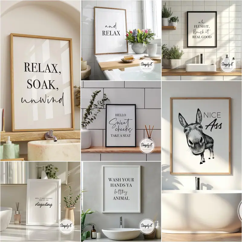 Bathroom Prints: Mix & Match Set print by Simply E: Choose any 1, 2 or 3 bathroom designs