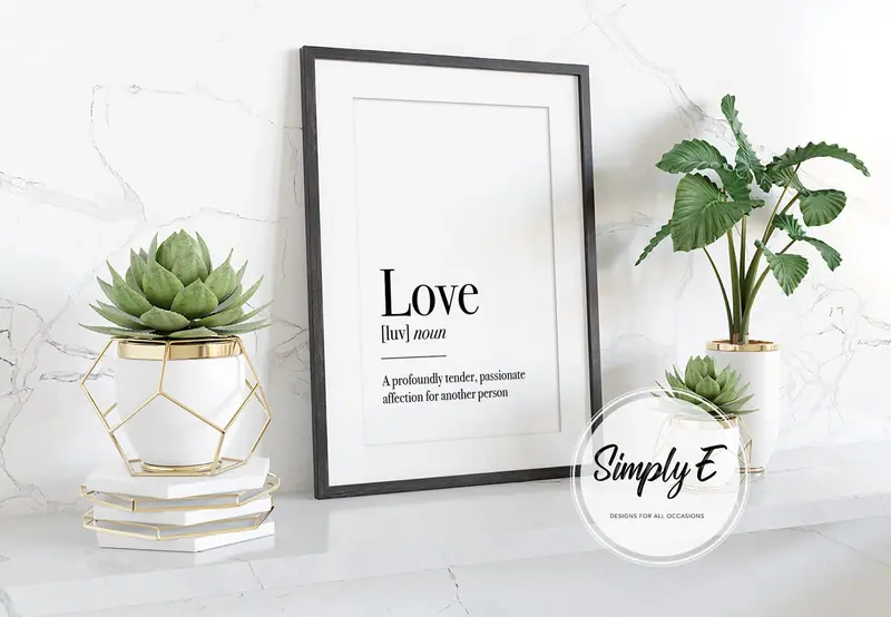 Love, Defined print by Simply E: Love [luv] (noun): a profoundly tender, passionate affection for another person