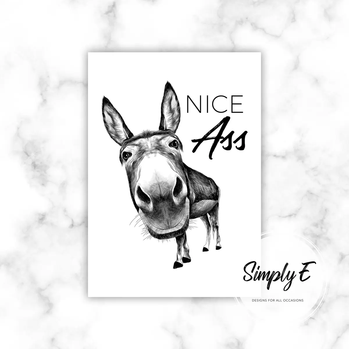 Nice Ass print by Simply E: Nice Ass (with a hand-drawn donkey)