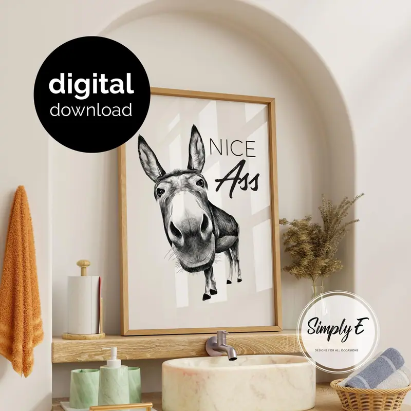 Nice Ass (printable) print by Simply E: Nice Ass (with a hand-drawn donkey)