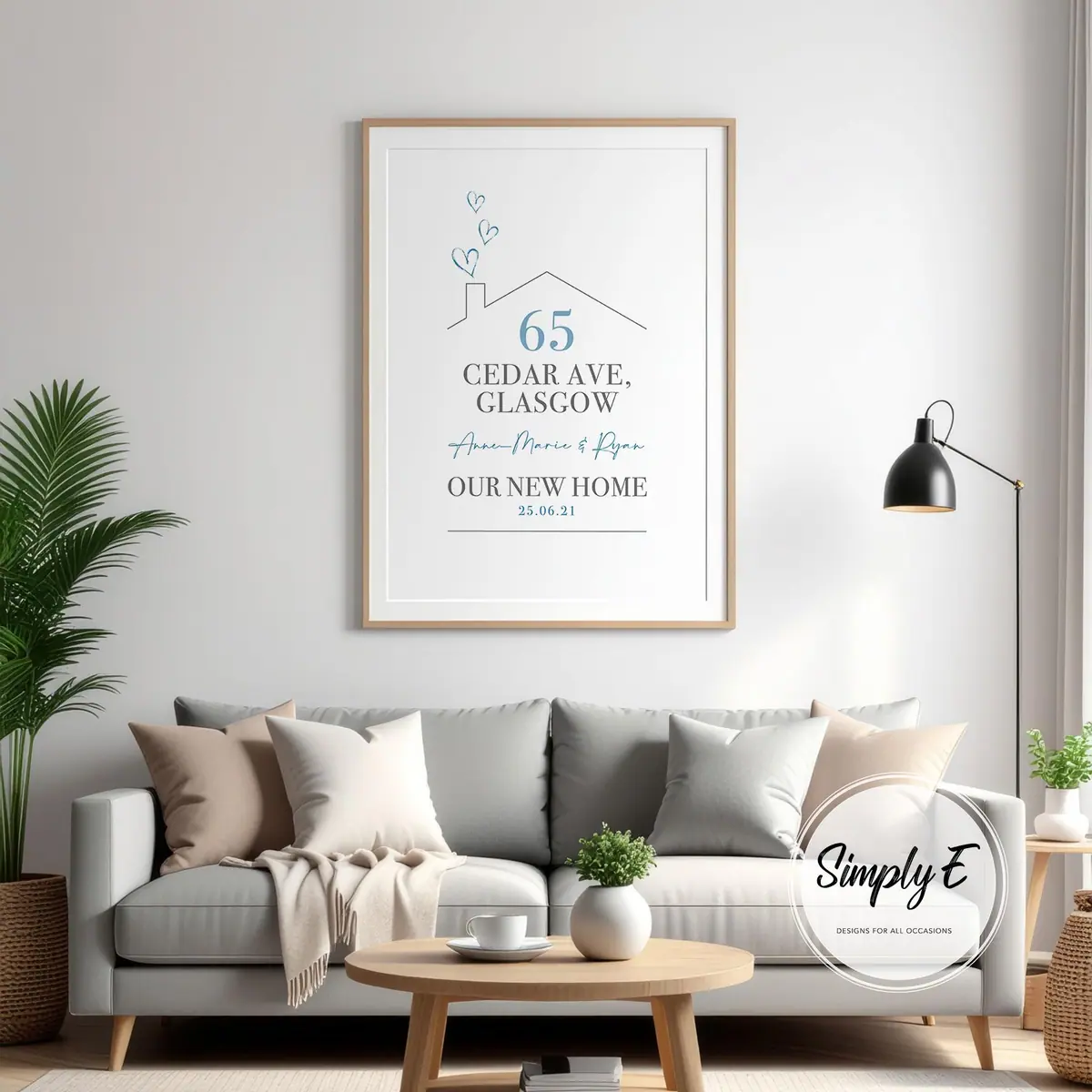 Our New Home Address Print print by Simply E: Your address in big type, your names and "our new home" with the move-in date